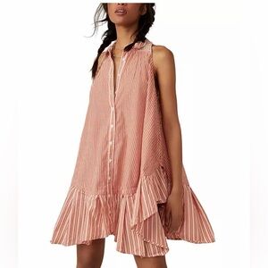 Free People Orange and White Textured Top